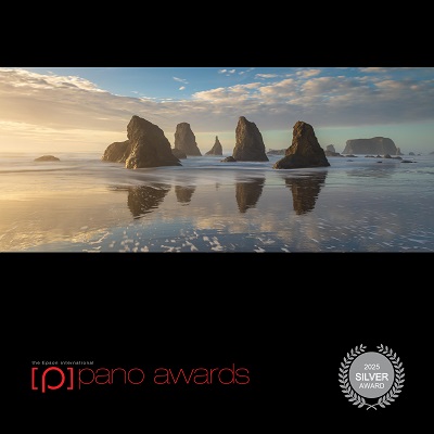 Michael Andrejkow Luxury Fine Art Photography Ocean Seascape Seastack Beach Sunset Pano Silver Award