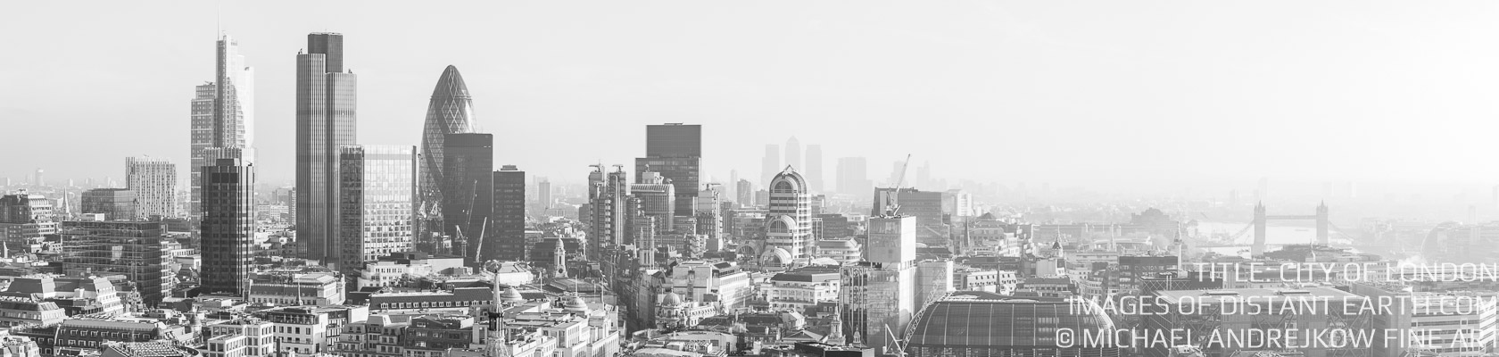 City of London Cityscape Tower Bridge Canary Wharf Panorama Fog United Kingdom Michael Andrejkow Luxury Fine Art Photography Collection Wall Artworks Prints For Sale Home Decor