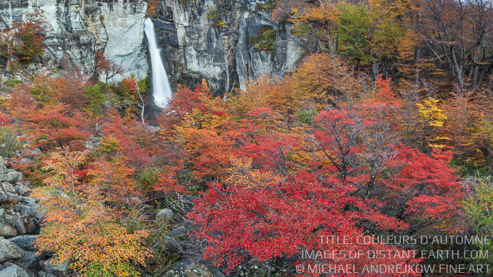 Couleurs D'Automne Fall Color Pot Pourri Reds Yellows Oranges Waterfall Cliff Michael Andrejkow Luxury Fine Art Photography Collection Large Format Wall Artworks Prints For Sale