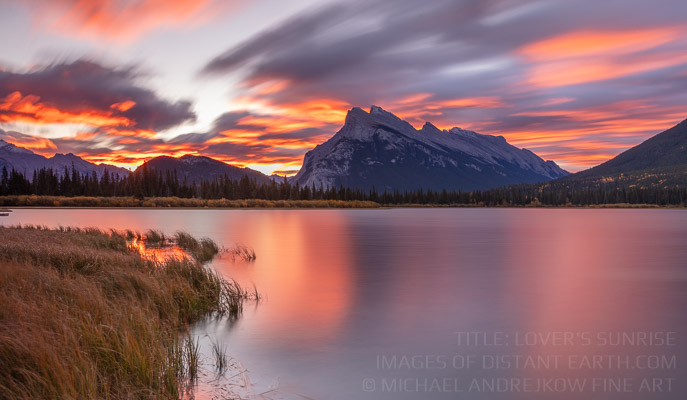Lover's Sunrise Long Exposure Vermillion Lakes Mount Rundle Banff National Park Canadian Rockies Michael Andrejkow Luxury Fine Art Photography Collection Wall Artworks Prints For Sale