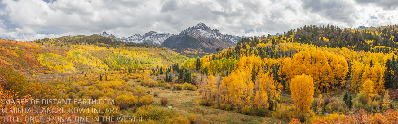 Once Upon A Time In The West Aspen Colorado Fall Colors Yellow Valley Mountain Michael Andrejkow Luxury Fine Art Photography Panorama Panoramic Collection Wall Artwork Prints For Sale