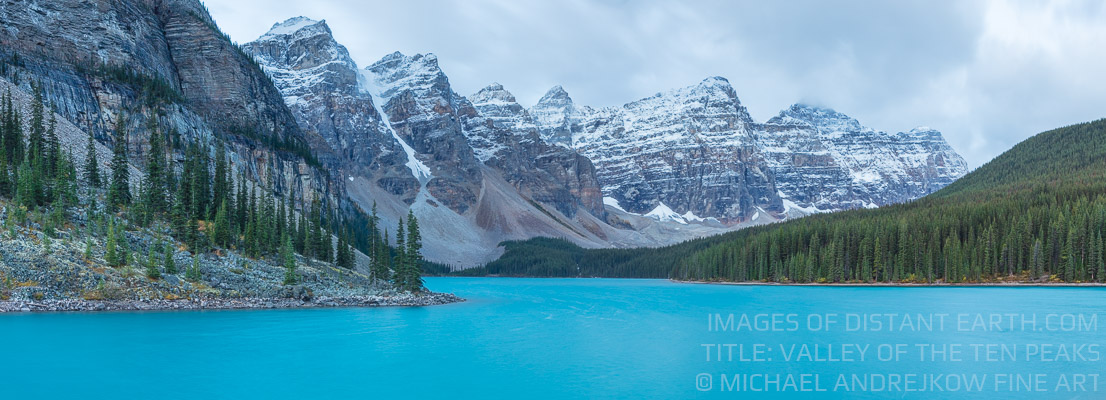 Valley of The Ten Peaks Panorama Moraine Lake Banff National Park Alberta Canada Michael Andrejkow Luxury Fine Art Photography Collection Panoramic Artworks Prints For Sale Home Decor